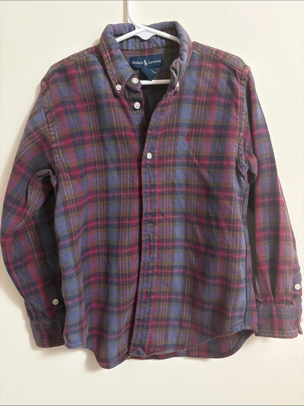 Ralph Lauren Plaid Button-Down Shirt in Blue & Burgundy